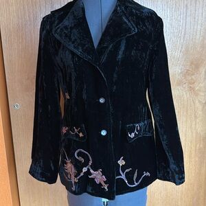 J. Jill Crushed Velvet Embroidered Blazer